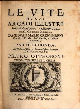 Le Vite Degli Arcadi Illustri, 2