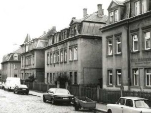 Dresden-Mickten, Winterstraße 12-8. Wohnhäuser (nach 1910). Straßenansicht von Südosten
