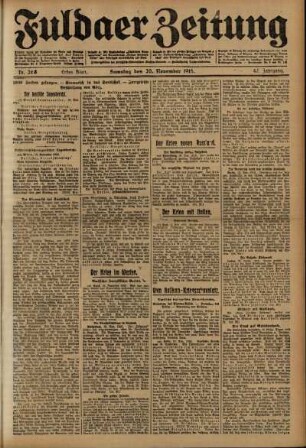 Erste Ausgabe vom Samstag, den 20. November 1915.