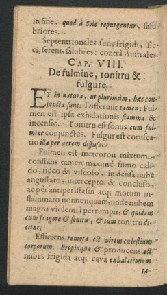 Cap. VIII. De fulmine, tonitru & fulgure.