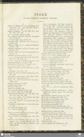 Index to the Twenty-seventh volume