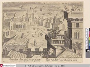 [Schwalbenjagd von Dächern, mit Kreisscheiben ; Catching swallows from rooftops using disks]