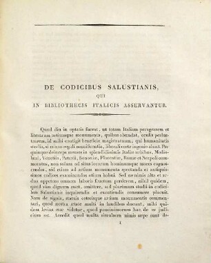 C. Crispi Sallustii quae exstant, Vol. 1
