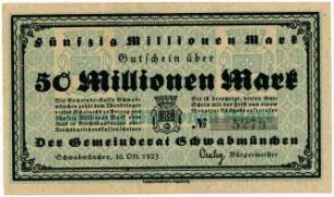 Geldschein / Notgeld, 50 Millionen Mark, 10.10.1923