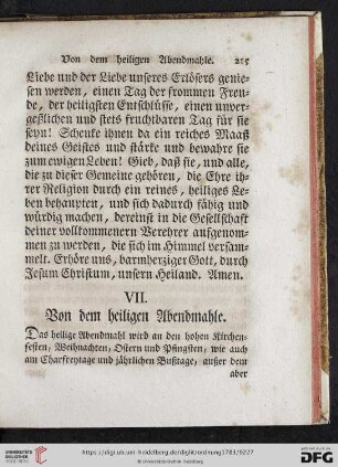 VII. Von dem heiligen Abendmahle