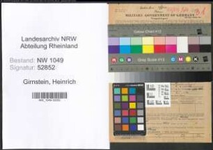 Entnazifizierung Heinrich Girnstein , geb. 07.06.1901 (Verwaltungsangestellter)