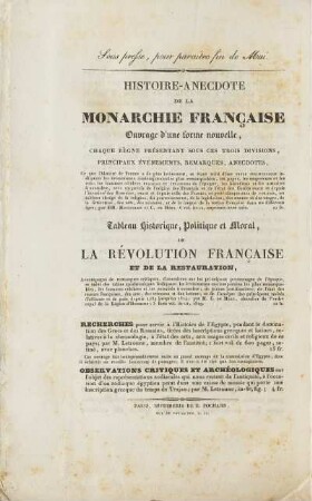 Histoire-Anecdote de la Monarchie francaise ...