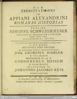 Exercitationes In Appiani Alexandrini Romanas Historias