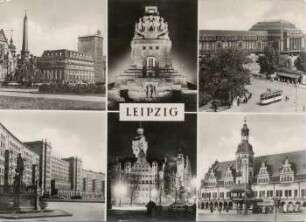 Leipzig: Karl-Marx-Platz, Völkerschlachtdenkmal, Hauptbahnhof (Ostseite), Ringbebauung, Neues Rathaus, Altes Rathaus