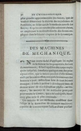 Des Machines de Mechanique.