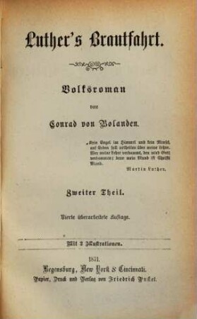 Conrad von Bolanden's Gesammelte Schriften. 2, Luther's Brautfahrt ; Th. 2