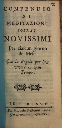 Compendio di Meditazioni sopra Novissimi