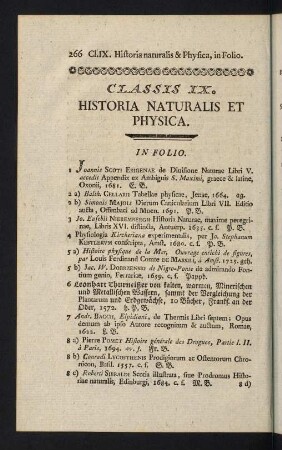 266-290, Classis IX: Historia naturalis et Physica