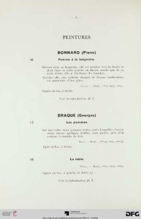 Peintures (Nr. 16-106) avec planches I-VIII