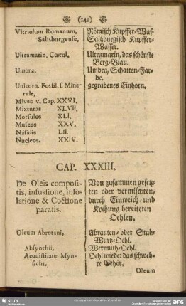 Cap. XXXIII. De Oleis compositis, infussione, insolatione & Coctione paratis