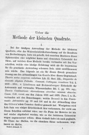 Ueber die Methoden der kleinsten Quadrate.