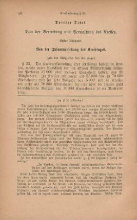 Dritter Titel. Von der Vertretung und Verwaltung des Kreises.
