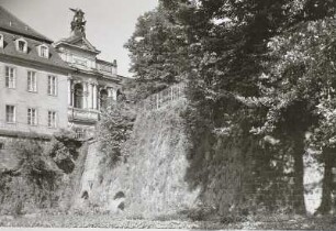 Dresden. Brühlscher Garten, Blick vom Gondelhafen zur Jungfernbastei