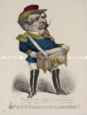 Badingue pour trouver - Karikatur auf Napoleon III. als Minnesänger