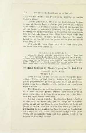60. Kaiser Wilhelms II. Thronbesteigung am 15. Juni 1888