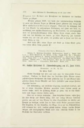 60. Kaiser Wilhelms II. Thronbesteigung am 15. Juni 1888