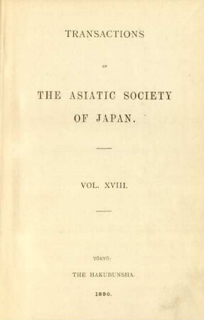 18.1890: Transactions of the Asiatic Society of Japan