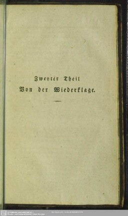Zweyter Theil. Von der Wiederklage