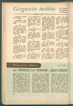 La verdad, la verdad: !Que cosas! : Cosas de los atomos