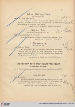Ölbilder und Handzeichnungen moderner Meister (Nr. 149-182)