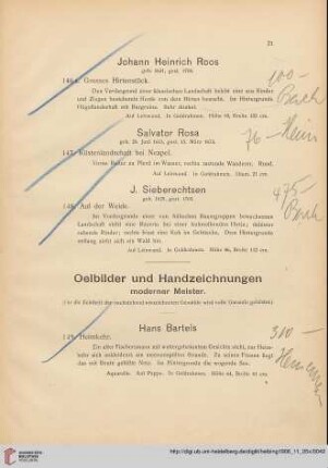 Ölbilder und Handzeichnungen moderner Meister (Nr. 149-182)