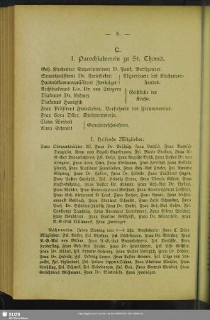I. Parochialverein zu St. Thomä