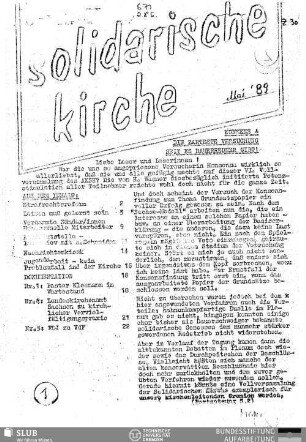 1989,Mai: Solidarische Kirche