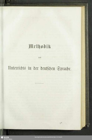 Methodik des Unterrichts in der deutschen Sprache