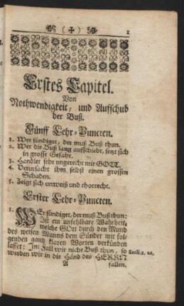 Erstes Capitel. Von der Nothwendigkeit, und Aufschub der Buß