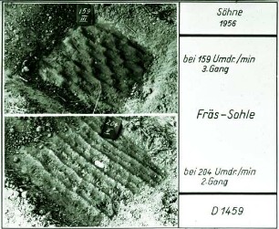 Fräs-Sohle bei 159 Umdr./min 3. Gang u. bei 204 Umdr./min 2. Gang