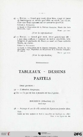 Tableaux - Dessins - Pastels (Nr. 47-75)