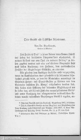 Otto Gericke als sächsischer Lehnsmann