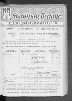Die Industrie in Hamburg im Dezember 1970 : Lfd. Nr. 5