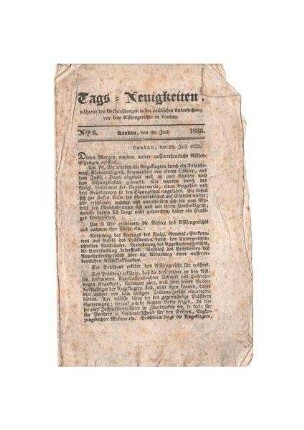 "Tags-Neuigkeiten No. 6; 30. Juli 1833