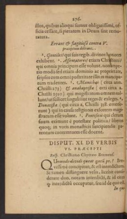 Disput. XI. [i.e. XV.] De Verbis VI. Praecepti ...