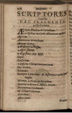 Scriptores E quibus Haec Fragmenta collecta sunt