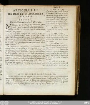 Articulus III. De Deo Et Sacrosancta Trinitate.