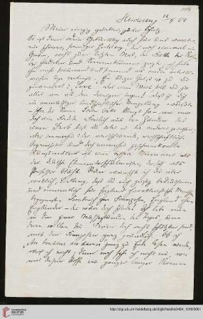 Heid. Hs. 3484,1018: Brief von Eberhard Gothein an Marie Luise Gothein