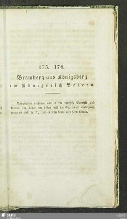 175. 176. Bramberg und Königsberg im Königreich Baiern