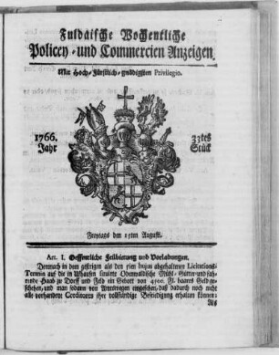 33tes Stück, Ausgabe vom 15. Augusti 1766