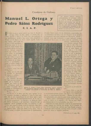 Creadores de cultura - Manuel L. Ortega y Pedro Sáinz Rodríguez, C.I.A.P.