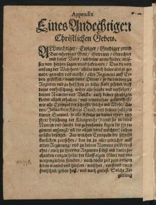 Appendix Eines Andechtigen Christlichen Gebets.