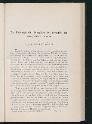 Zur Histologie der Hypophyse des normalen und paralytischen Gehirns