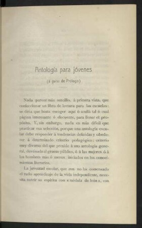 Antología para jóvenes (á guisa de Prólogo)