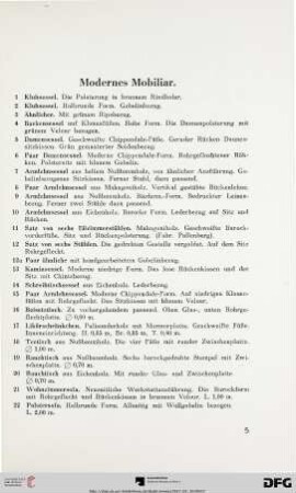 Modernes Mobiliar (Nr. 1-76)